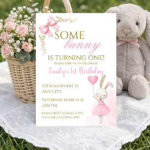 Some Bunny is One Pink Coquette Ballerina Spring Invitation