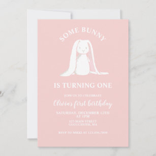 Some Bunny is One Pink First Birthday Invitation