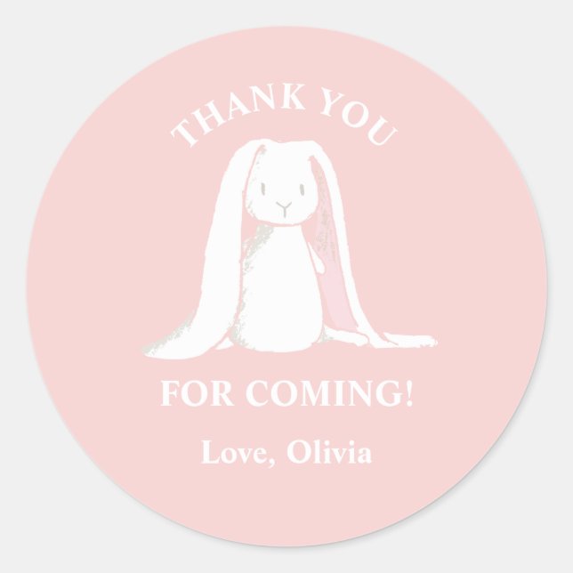 Some Bunny is One Pink Gingham Birthday Paper Plat Classic Round Sticker (Front)