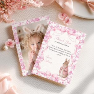 Some Bunny Is One Pink Toile Bunny Thank You Card