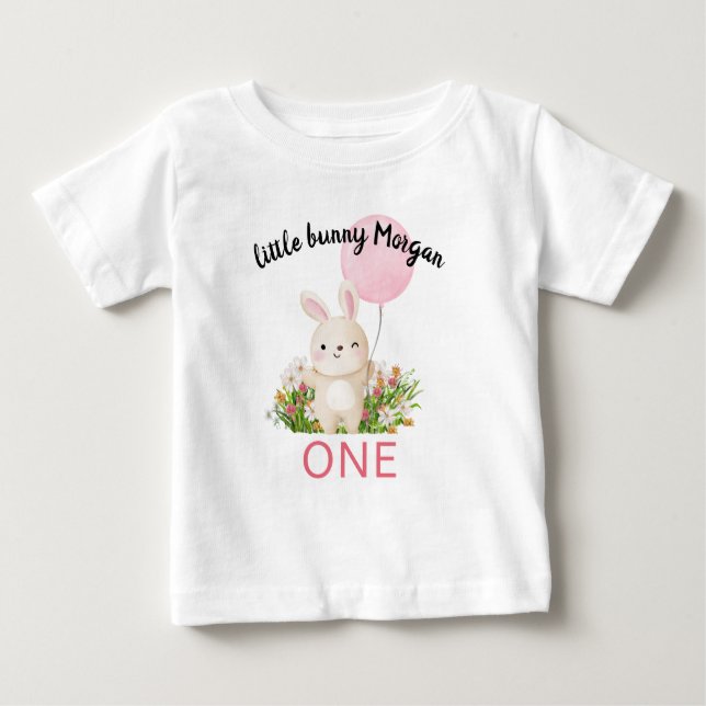 Some Bunny Is One Simple Cute Girls 1st Birthday  Baby T-Shirt (Front)
