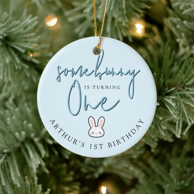 Some Bunny is turning One 1st Birthday Celebration Ceramic Tree Decoration (Tree)