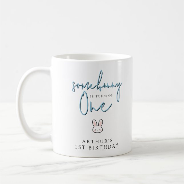Some Bunny is turning One 1st Birthday Celebration Coffee Mug (Left)