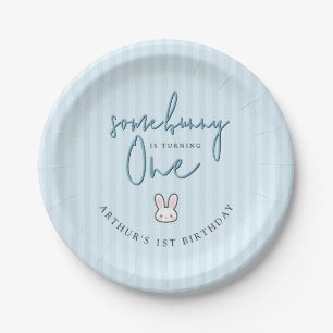 Some Bunny is turning One 1st Birthday Celebration Paper Plate