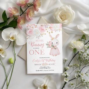 Some Bunny is Turning One 1st Birthday Invitation