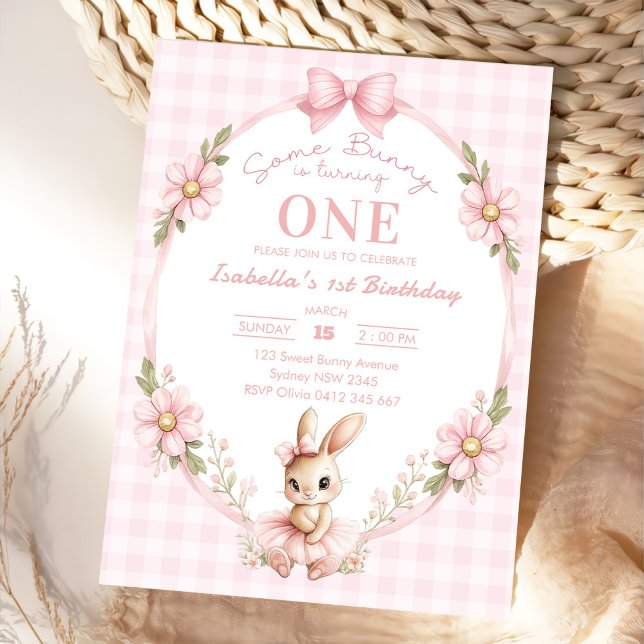 Some Bunny is Turning One 1st Birthday  Invitation (Creator Uploaded)