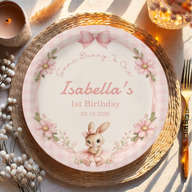 Some Bunny is Turning One 1st Birthday  Paper Plate (Creator Uploaded)