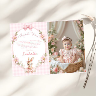 Some Bunny is Turning One 1st Birthday Photo Thank You Card