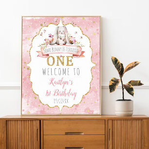 Some Bunny is Turning One 1st Birthday Welcome Poster