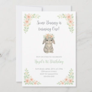 Some Bunny is turning One Birthday Invitation