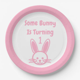 Some Bunny Is Turning One Birthday Paper Plate