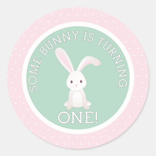 Some Bunny is Turning one! Classic Round Sticker (Front)