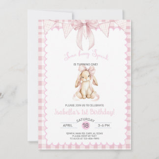 Some bunny is turning One, girl birthday, Any Age. Invitation