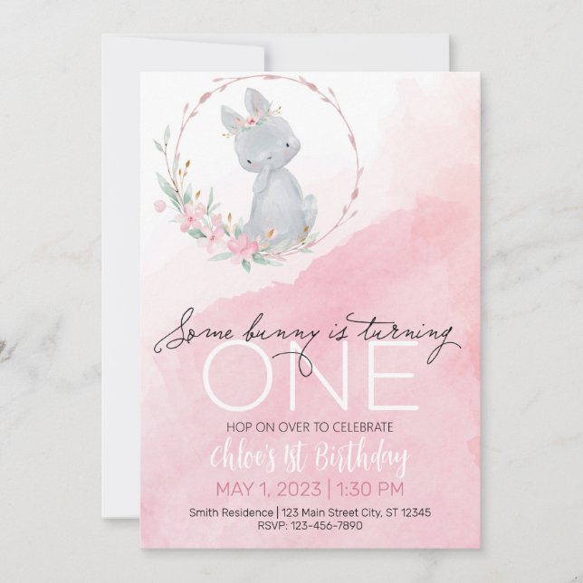 Some Bunny is Turning One Invitation (Front)