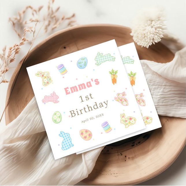 Some Bunny is Turning One Pastel Birthday Napkin (Creator Uploaded)