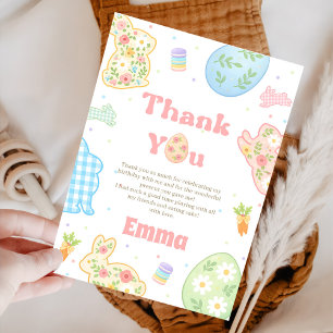 Some Bunny is Turning One Pastel Birthday Thank You Card