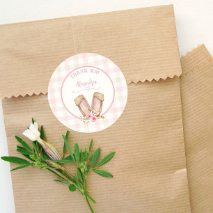 Some Bunny Is Turning One Pink Girl Classic Round Sticker