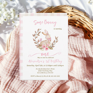 Some Bunny Is Turning One Pink Girl Invitation