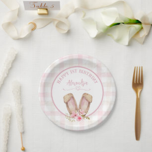 Some Bunny Is Turning One Pink Girl Paper Plate