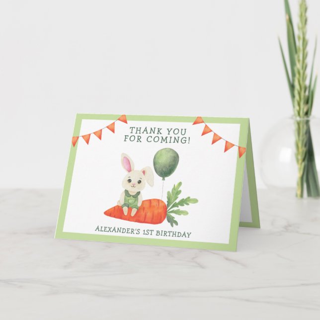Some Bunny Is Turning One Thank you Card (Front)