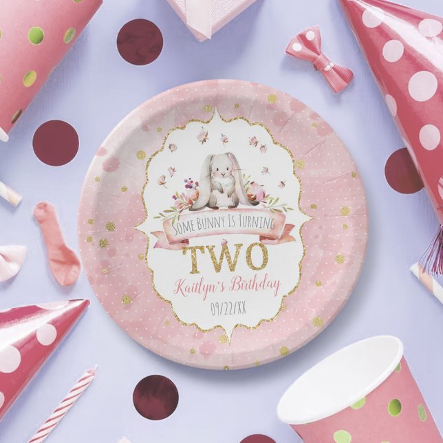 Some Bunny is Turning Two 2nd Birthday Paper Plate (Creator Uploaded)
