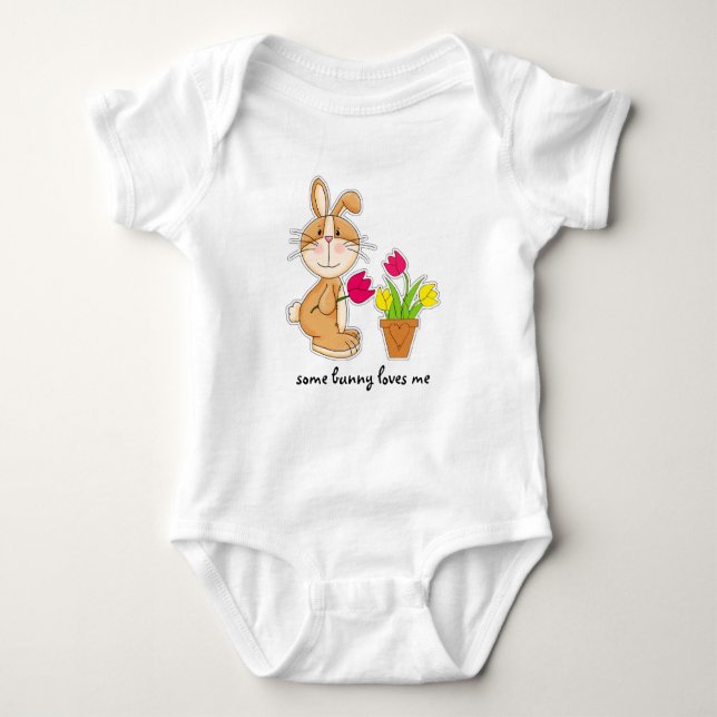 Some Bunny Loves Me. Easter Gift  Baby Bodysuit (Front)