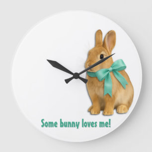 Some bunny loves me! large clock