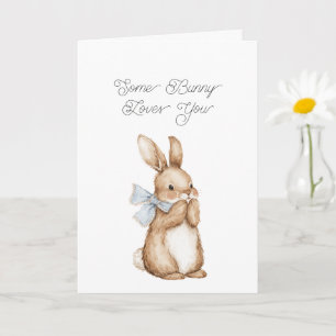 Some Bunny Loves You Blue Bow Card