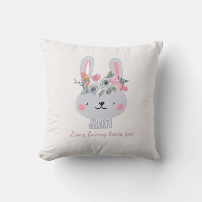 Some Bunny Loves You! Cute Bunny Cushion (Front)