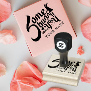Some Bunny  Loves You Cute Pun Stylish Typography Rubber Stamp