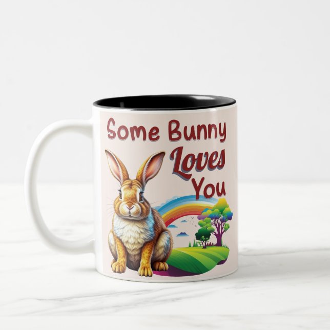 Some Bunny Loves You Easter  Two-Tone Coffee Mug (Left)