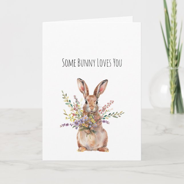 Some Bunny Loves You Floral Easter Card (Front)