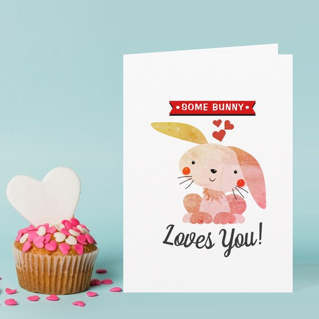 Some Bunny Loves You Funny Whimsy Valentine's Day Card (Creator Uploaded)
