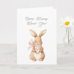 Some Bunny Loves You Pink Bow Heart Cookie Card
