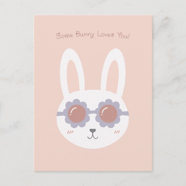 Some Bunny Loves You Pink Postcard (Front)