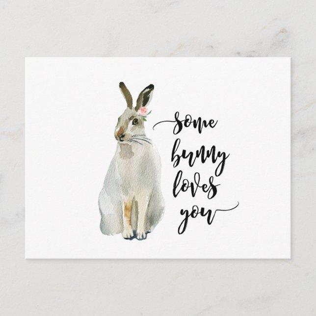 some bunny loves you postcard notecard (Front)