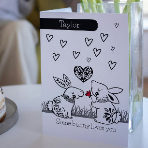 Some Bunny Loves You Rabbit Personalized Valentine Holiday Card