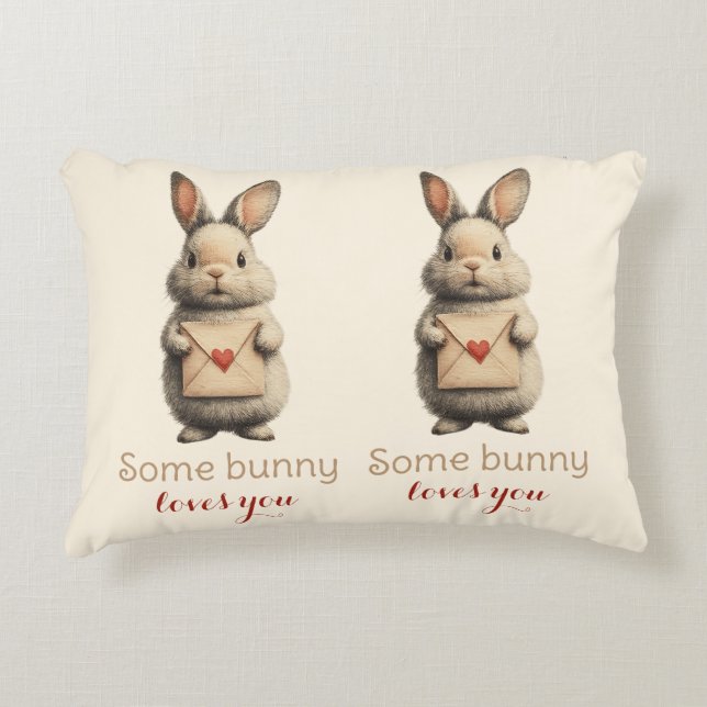 Some Bunny Loves You with Love Letter Decorative Cushion (Front)