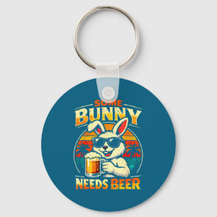 Some bunny needs beer funny easter bunny humour key ring