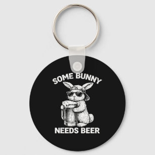 Some bunny needs beer funny easter bunny humour key ring