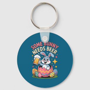 Some bunny needs beer funny easter party tank key ring