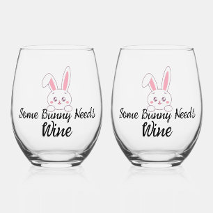 Some Bunny Needs Wine Stemless Wine Glass
