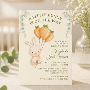 Some Bunny On The Way Carrot Balloon Baby Shower Invitation