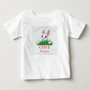 Some Bunny One Cute Rabbit Girls 1st Birthday Baby T-Shirt