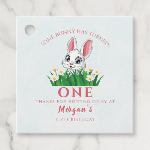 Some Bunny One Cute Rabbit Girls 1st Birthday Favour Tags