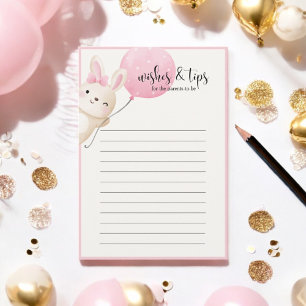 Some Bunny Pink Balloon Wishes & Tips Baby Shower Advice Card