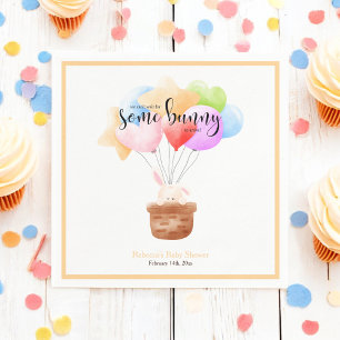 Some Bunny Rainbow Balloon Bunch Baby Shower Napkin
