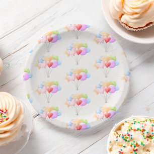Some Bunny Repeating Rainbow Balloon Bunch Paper Plate