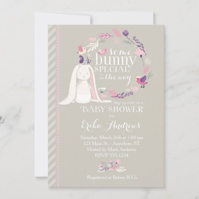 Some Bunny Special Baby Shower Invitation (grey) (Front)