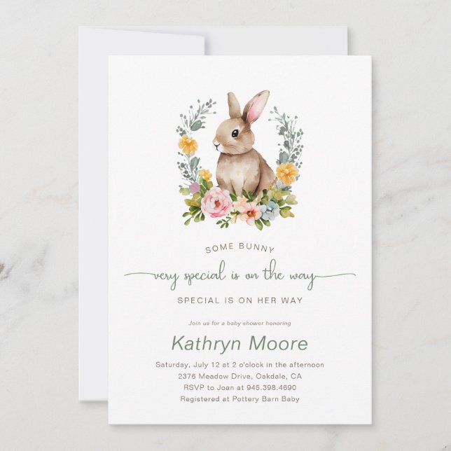 Some Bunny Special Floral baby shower Invitation (Front)